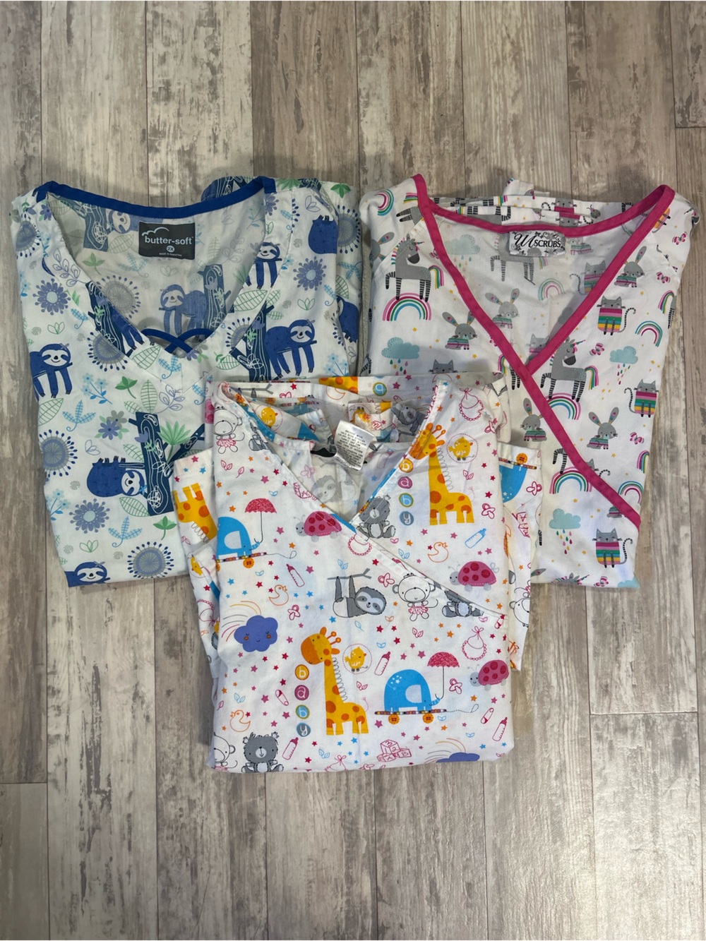 Bundle of 3 Scrub Tops: Cherokee, Uniform Advantage and Butter Soft Size 2XL